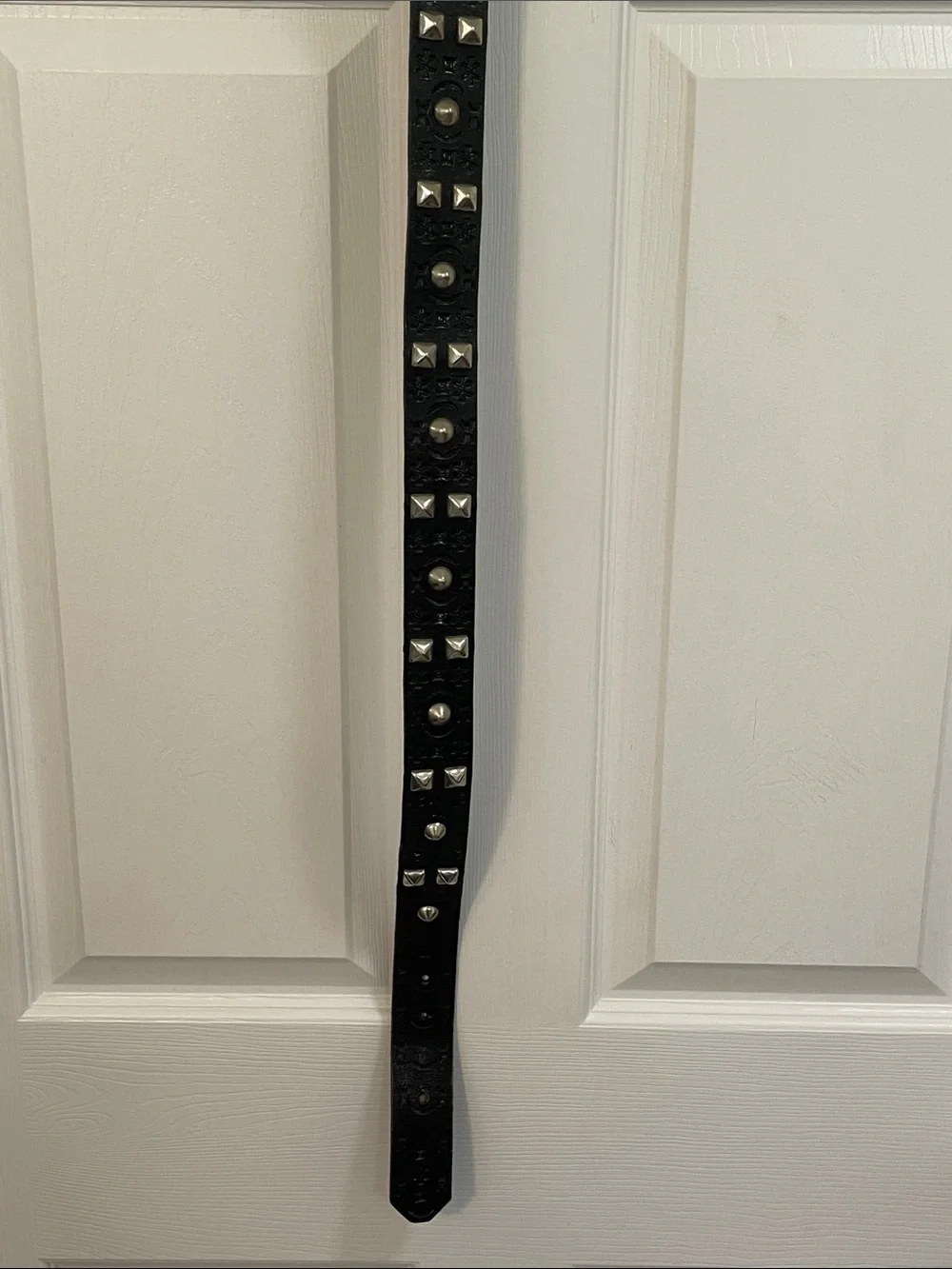 Men’s Black Studded Leather Accent Belt -